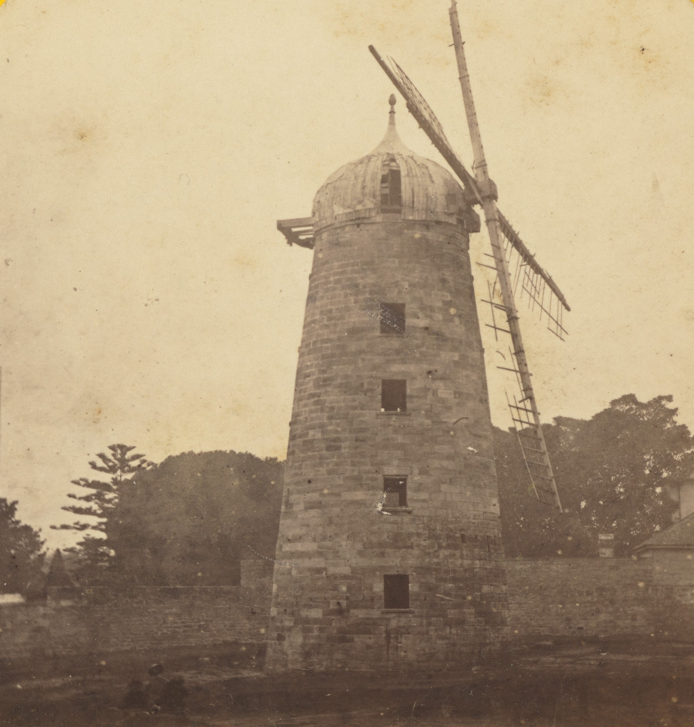 Photograph showing an old windmill